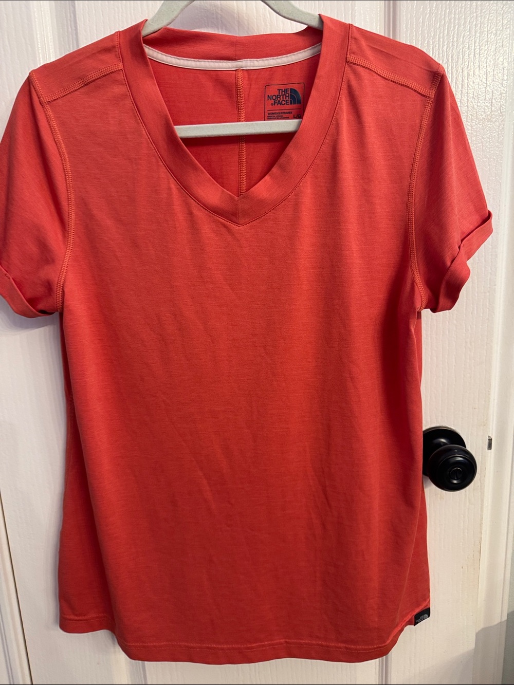 The North Face Coral-Red V-Neck Short Sleeve Tee